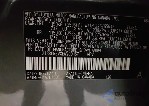 2014 Toyota Rav4 Xle из США, поврежденный, VIN 2T3RFREVXEW200157